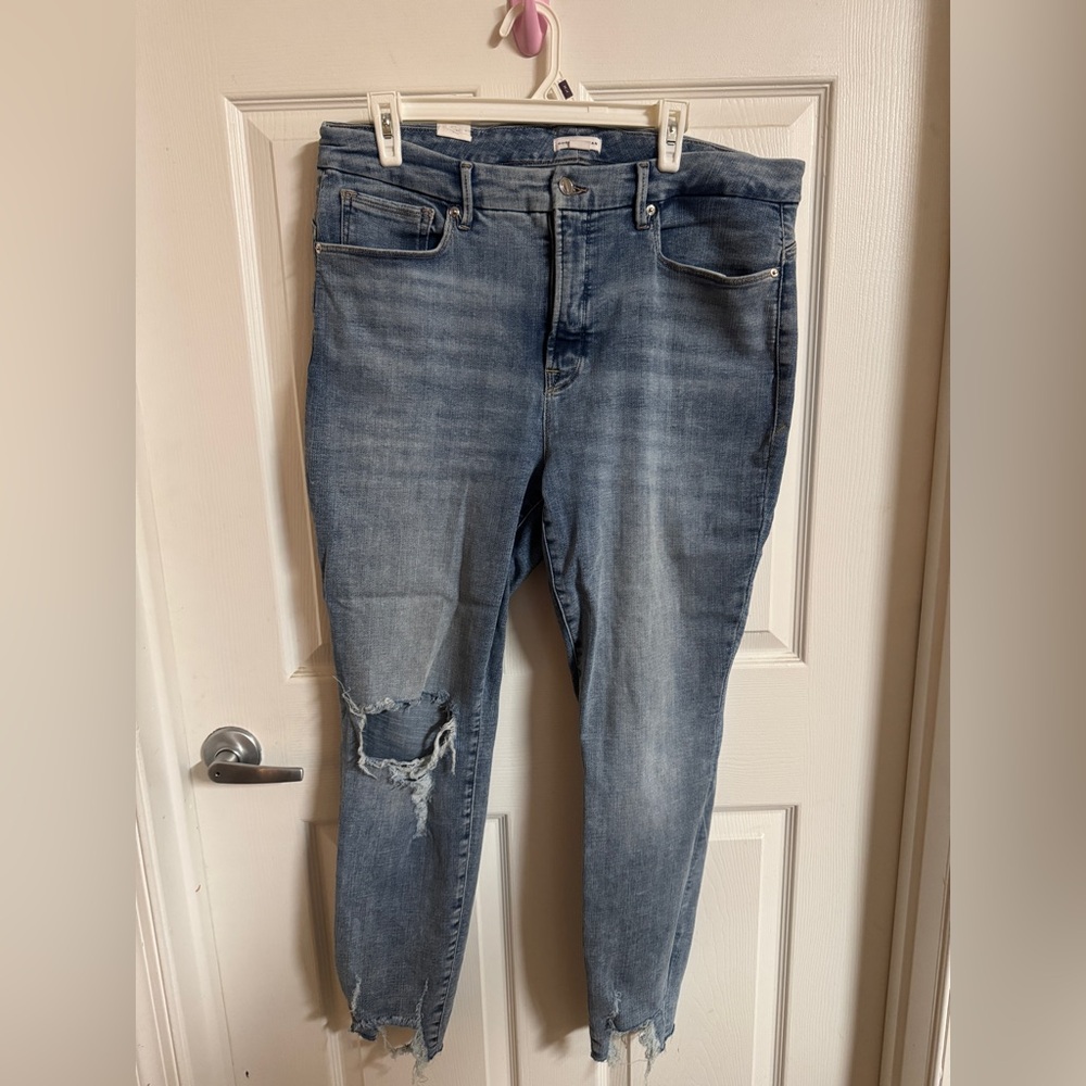 Good American Ripped Distressed Blue Jeans